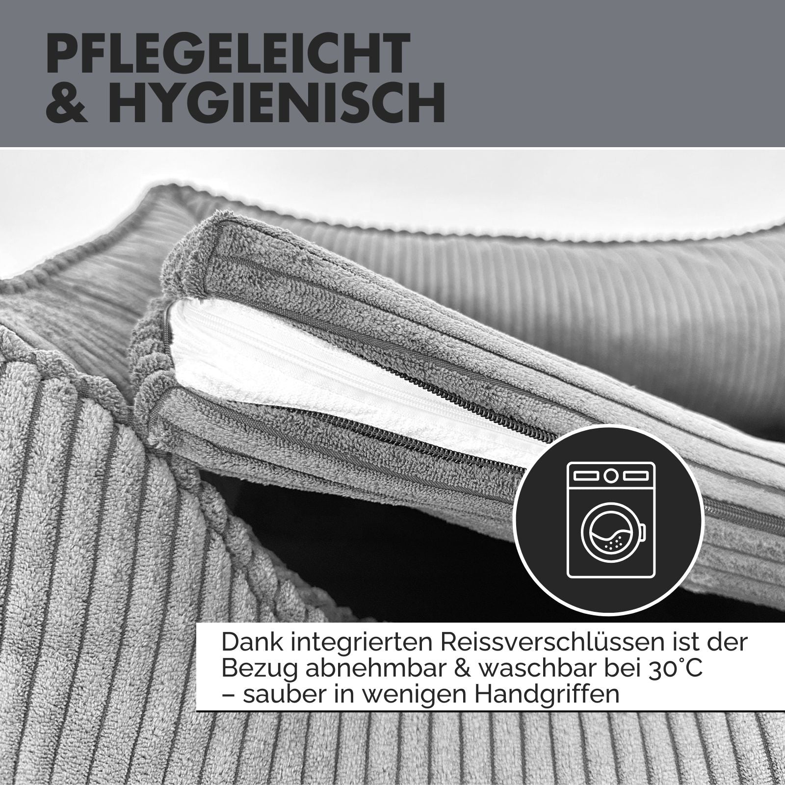 Hundebett ANTON Cord Grau